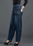 Bohemian Blue High Waist Flatering Zip Up Pockets Cotton Denim Pants Summer nz-LPTS220519