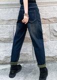 Boho Blue Embroideried elastic waist denim Pants Winter NZ-LPTS220105