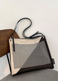Boutique Black Striped Print Canvas Tote Handbag BGS211231