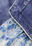 Boutique Blue V Neck Patchwork Cotton Denim Dress Short Sleeve nz-SDL220304