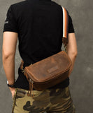 Boutique Brown Calf Leather Messenger Bag ZP-BGS220816