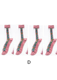 Boutique Floral Jacquard Sheer Mesh socks Mid Calf Socks dylinoshop