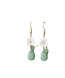 Boutique White Flower Jade 14K Gold Drop Earrings Jew-EAR220805