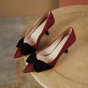 Bowknot Pointed Toe Stiletto Women's Casual Shoes GCSASD29 Thin High Heels Touchy Style