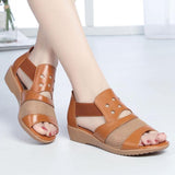 Brown Sandals Wedge Fine Hollow Out Sandals LX210712