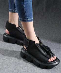 Brown zippered Flat Sandals Platform Walking Sandals XZ-LX210624