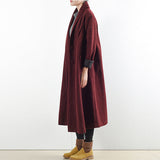 Burgundy woolen coats 2021 winter trench coats plus size cardigans CDG171028