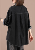 Casual Black Loose Casual Denim Fall Long Sleeve Coat WG-LTP210916