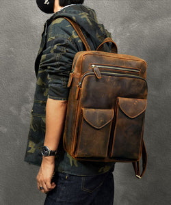 Casual Brown Calf Leather Original Design Man's Backpack Bag ZP-BGS220816