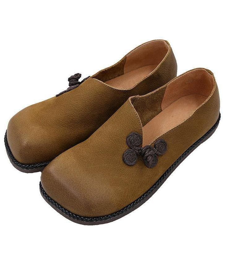 Casual Flat Shoes Yellow Faux Leather Loafer Shoes PDX210609