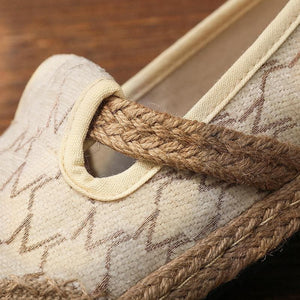 Casual Splicing Flat Feet Shoes Beige Cotton Linen Fabric PDX210630