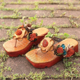 Casual Wedge Thong Sandals Orange Cowhide Leather Flip Flops JB210617