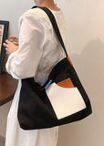 Chic Black Solid Canvas Tote Handbag BGS211231