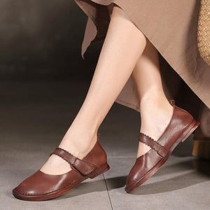 Chocolate Flat Shoes Genuine Leather Fine Embossed Flat Feet Shoes PDX210712