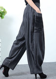 Classy Black Grey Pockets wrinkled denim Pants Spring WF-LPTS220107