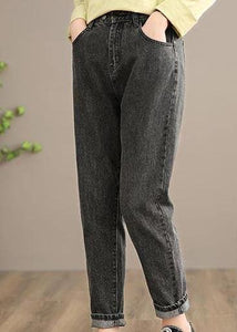 Classy Denim Black Pants Spring Elastic Waist Photography Wild Trousers LPTS210203