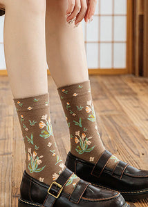 Classy Fashion pattern Jacquard Cotton Crew Socks dylinoshop