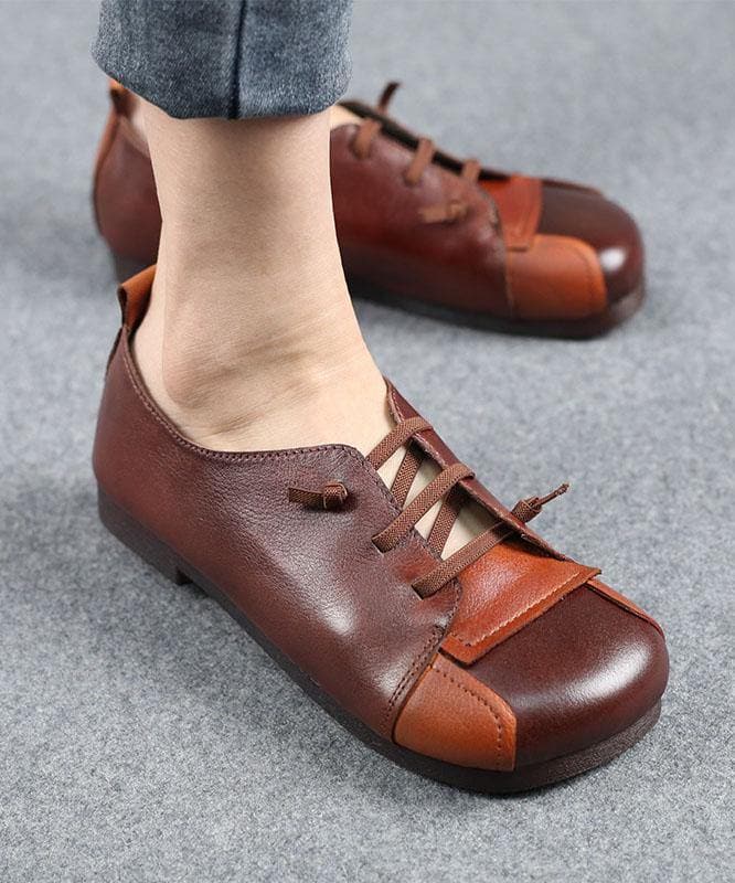 Comfortable Flat Shoes Chocolate Genuine Leather PDX210617