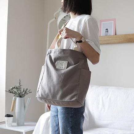 Comfy Women Casual gray Patchwork Large Canvas Shoulder Bag BGS200801