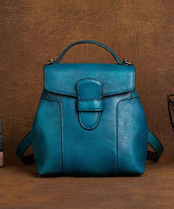 DIY Blue Oriental Paintings Calf Leather Backpack Bag BGS211230-220630