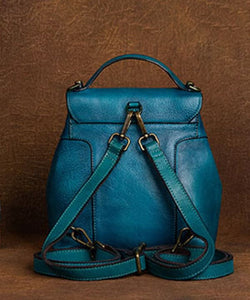 DIY Blue Oriental Paintings Calf Leather Backpack Bag BGS211230-220630
