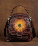 DIY Brown Geometric pattern Paitings Calf Leather Backpack Bag ZPBAG-BGS220209