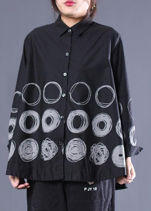 DIY Patchwork Shirts Black Dotted Blouses LTP210211