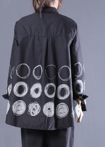 DIY Patchwork Shirts Black Dotted Blouses LTP210211