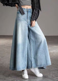 DIY Light Blue fashion Pockets Casual Wide Leg Fall Denim Pants BSNZ-LPTS211014