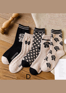 DIY Lovely bow Print thick Cashmere Crew Socks dylinoshop