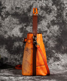 DIY Red Brown Print Paitings Calf Leather Tote Handbag ZPBAG-BGS220209