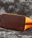 DIY Red Brown Print Paitings Calf Leather Tote Handbag ZPBAG-BGS220209