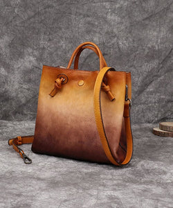 DIY Yellow Rub color Paitings Calf Leather Tote Handbag ZPBAG-BGS220209