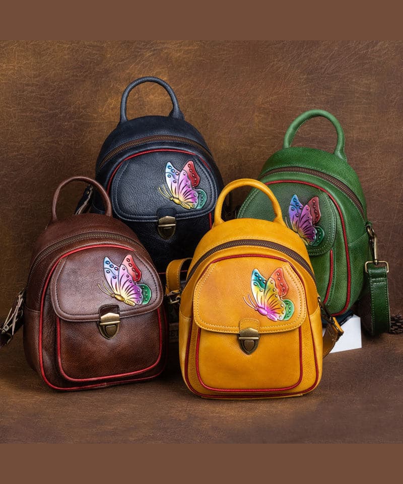 DIY retro Green Versatile Paitings Calf Leather Backpack Bag ZPBAG-BGS220209