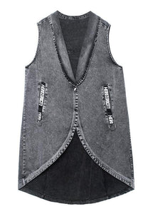Denim Vest vest jacket loose mid-length waistband outer wear AT-TCT200909