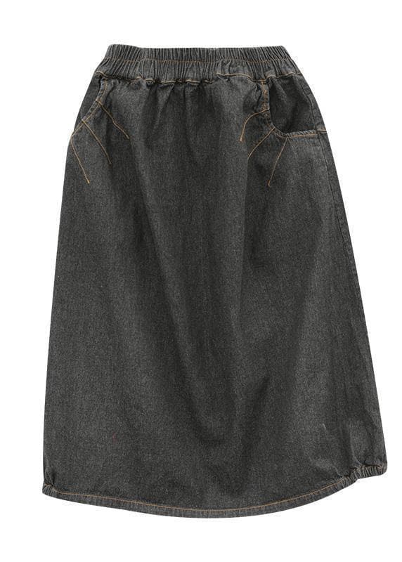 Elastic waist mid-length half-length denim skirt loose loose  wild A-line skirt SKTS200613