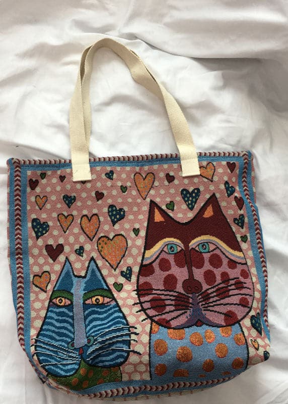 Elegant Blue Love kitten Canvas Tote Handbag BGS211231