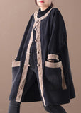 Elegant hooded Chinese Button Fashion clothes denim black patchwork khaki Plus Size Clothing coats WG-TCT191018