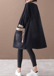 Elegant hooded Chinese Button Fashion clothes denim black patchwork khaki Plus Size Clothing coats WG-TCT191018