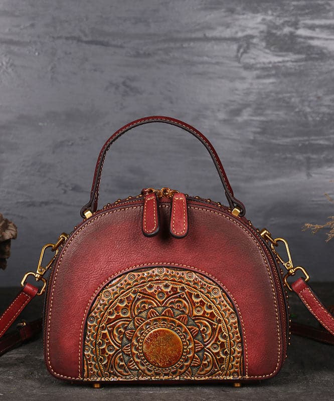 Fashion Brown The Sunflowers Embossing Calf Leather Rivet Tote Handbag ZP-BGS220816