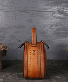 Fashion Brown The Sunflowers Embossing Calf Leather Rivet Tote Handbag ZP-BGS220816