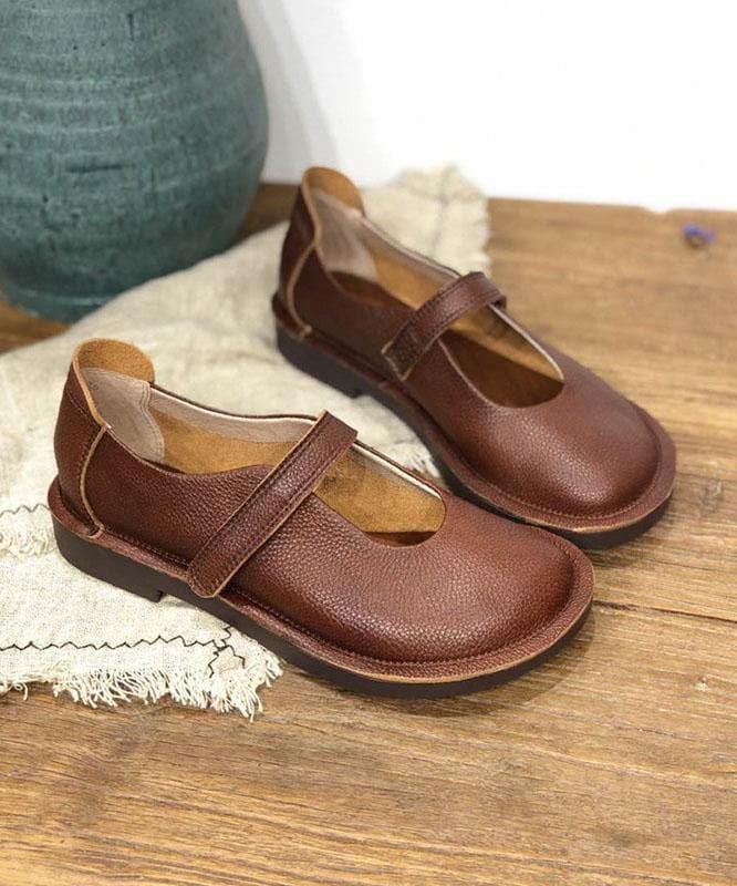 Fashion Chocolate Buckle Strap Loafers For Women Cowhide Leather PDX210706