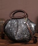 Fashion Dark Coffee Branch Embossing Calf Leather Tote Handbag ZP-BGS220816