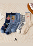 Fashion Embroidery Jacquard Cotton Mid Calf Socks dylinoshop