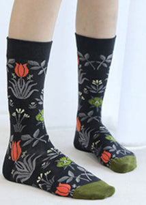 Fashion Plant flowers Jacquard Cotton Crew Socks dylinoshop