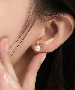 Fashion Rose Gold Rabbit Metal Pearl Stud Earrings Jew-EAR220805