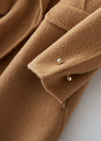 Fashion khaki woolen coats casual winter coat fur collar jackets tie waist TCT190821