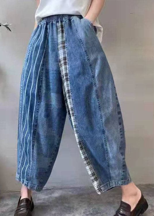 Fine Blue Patchwork fashion denim Pants Spring RX-LPTS220113