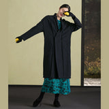 Fine black wool coat for woman plus size clothing embroidery Winter coat long sleeve woolen outwear TCT181116