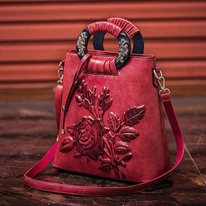 Floral Print Ring Handle Shoulder Bag dylinoshop